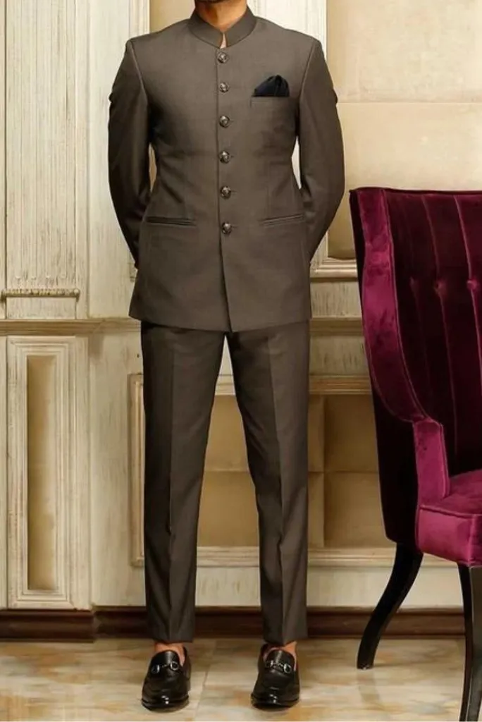 Jodhpuri Dark Brown Suit For Men Wedding Functions Suit Maharaja Style Ethnic Suit Bespoke