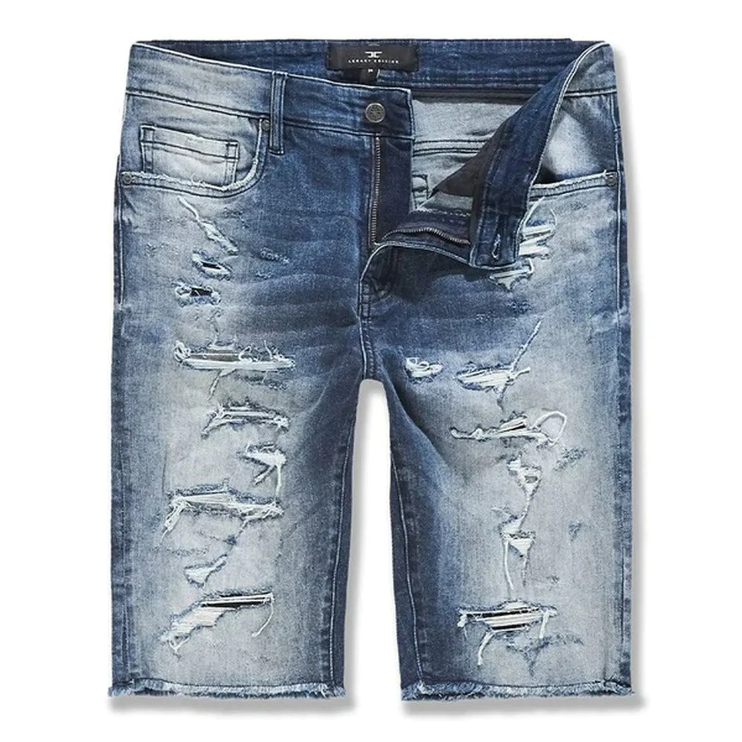 Jordan Craig Ripped Denim Men's Shorts Deep Blue