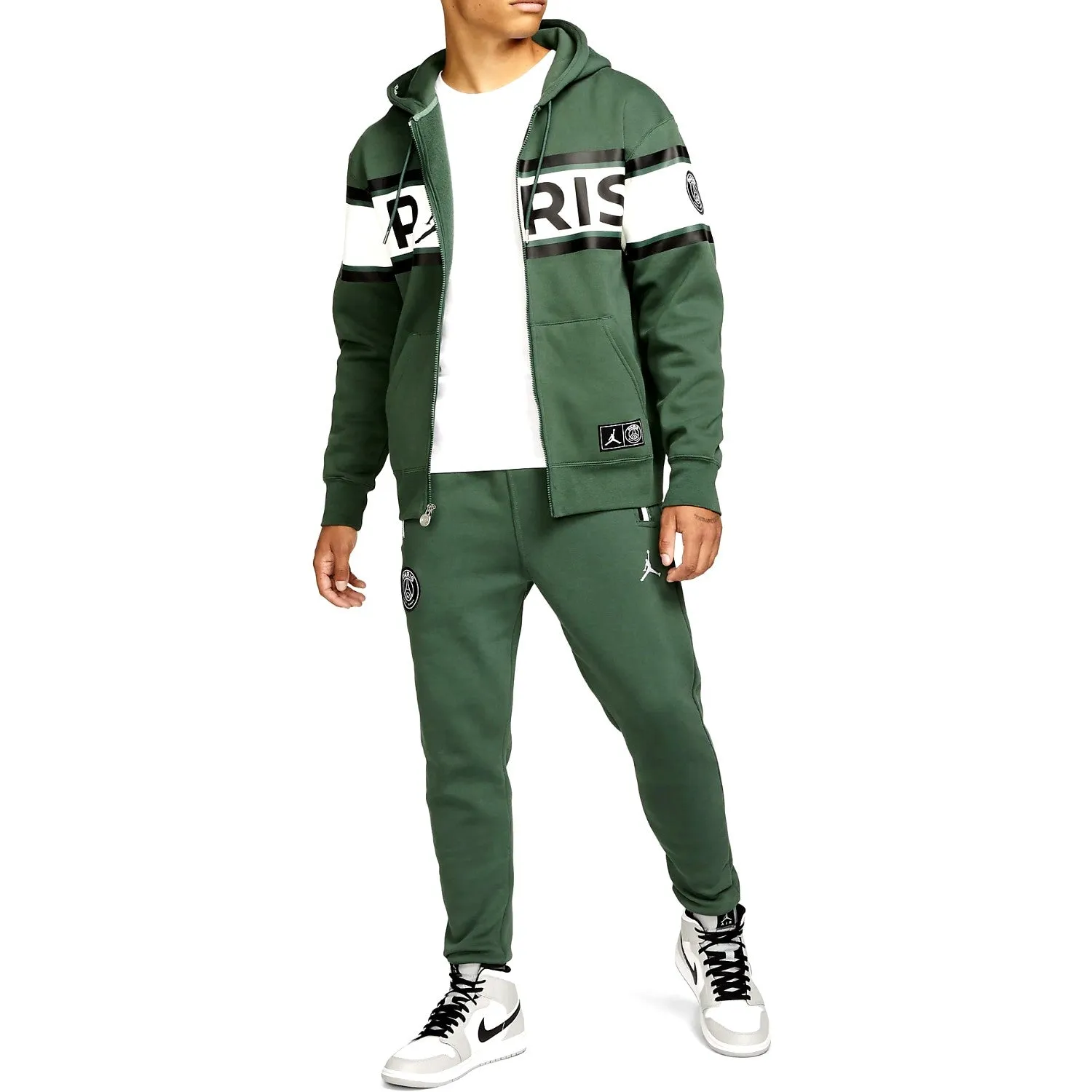 Jordan x PSG green Casual Fleece presentation tracksuit 2021/22 - Jordan