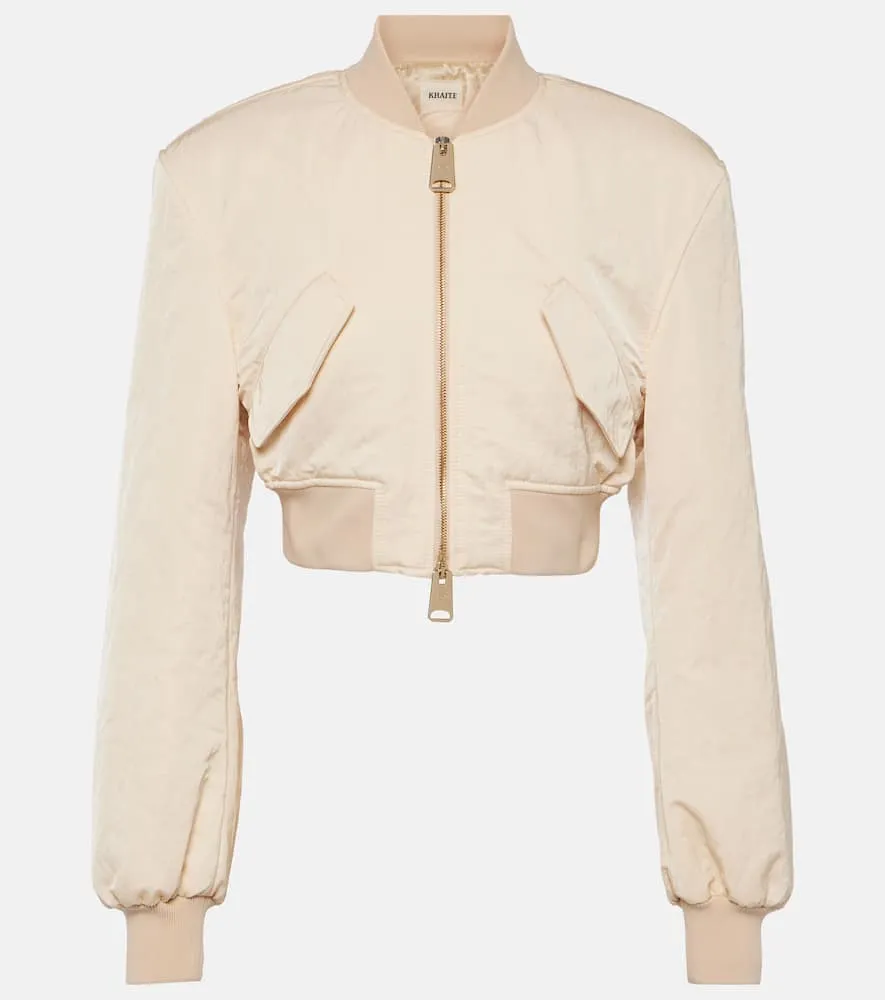 Khaite Reggie cropped satin bomber jacket