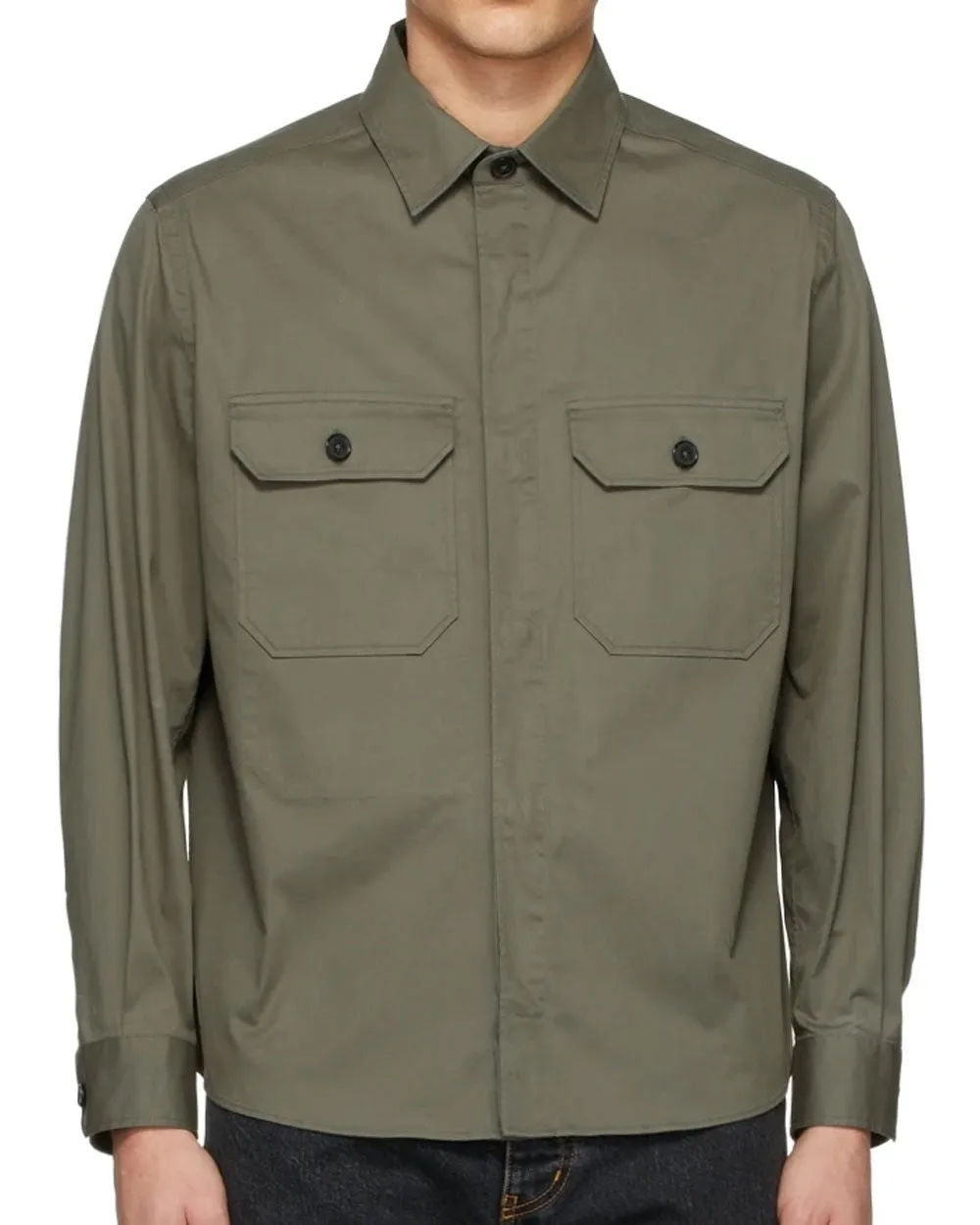 Khaki Green Cotton Overshirt