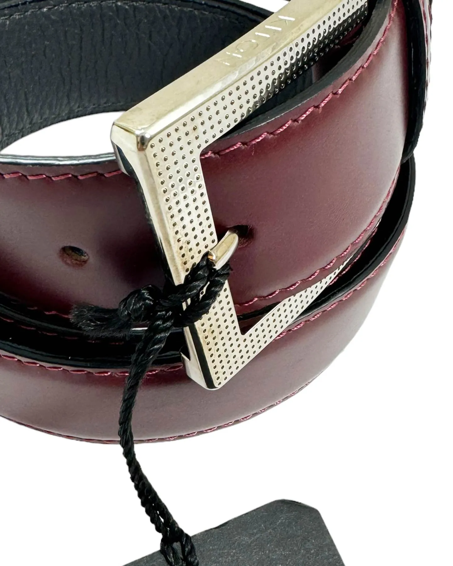 Kiton Belt Bordeaux Leather Men Belt 95 / 38