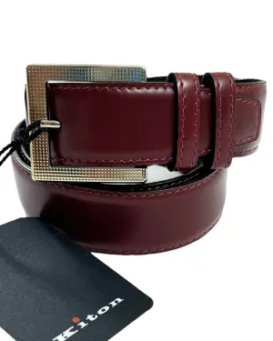 Kiton Belt Bordeaux Leather Men Belt 95 / 38