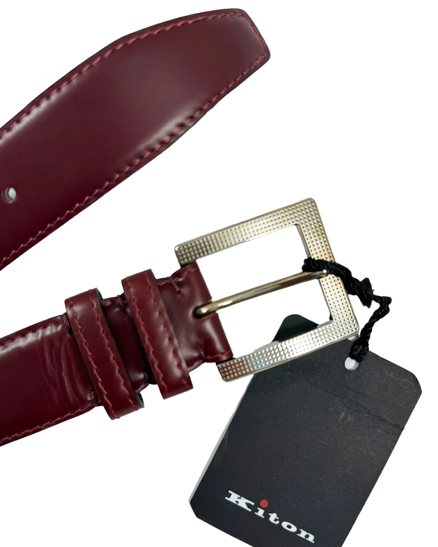 Kiton Belt Bordeaux Leather Men Belt 95 / 38