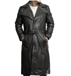 Klyra Dark Aesthetic Leather Duster Coat