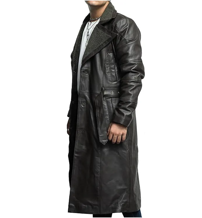 Klyra Dark Aesthetic Leather Duster Coat