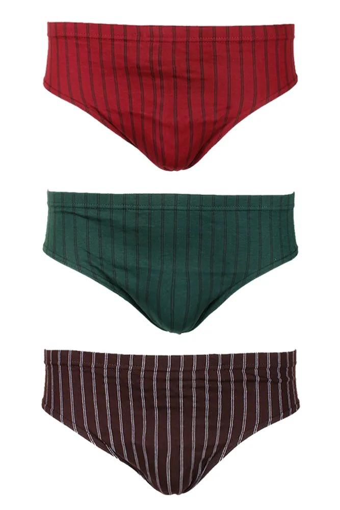Knocker Men's 3 Pack Cotton Striped Bikini Briefs