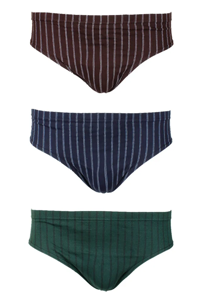 Knocker Men's 3 Pack Cotton Striped Bikini Briefs