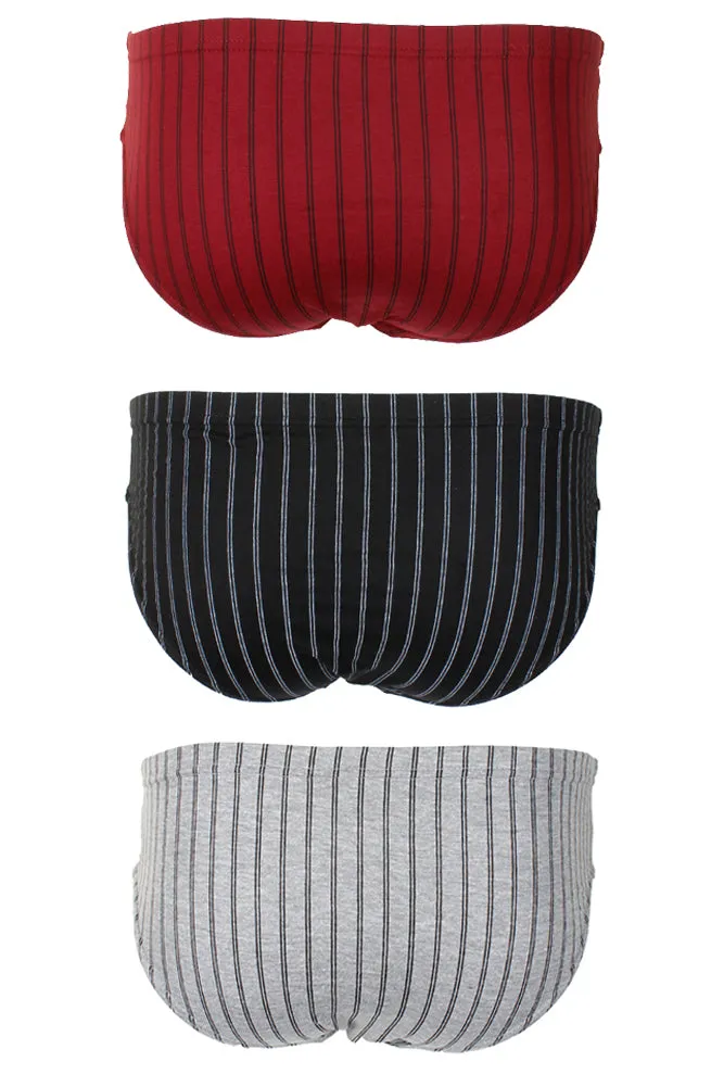 Knocker Men's 3 Pack Cotton Striped Bikini Briefs