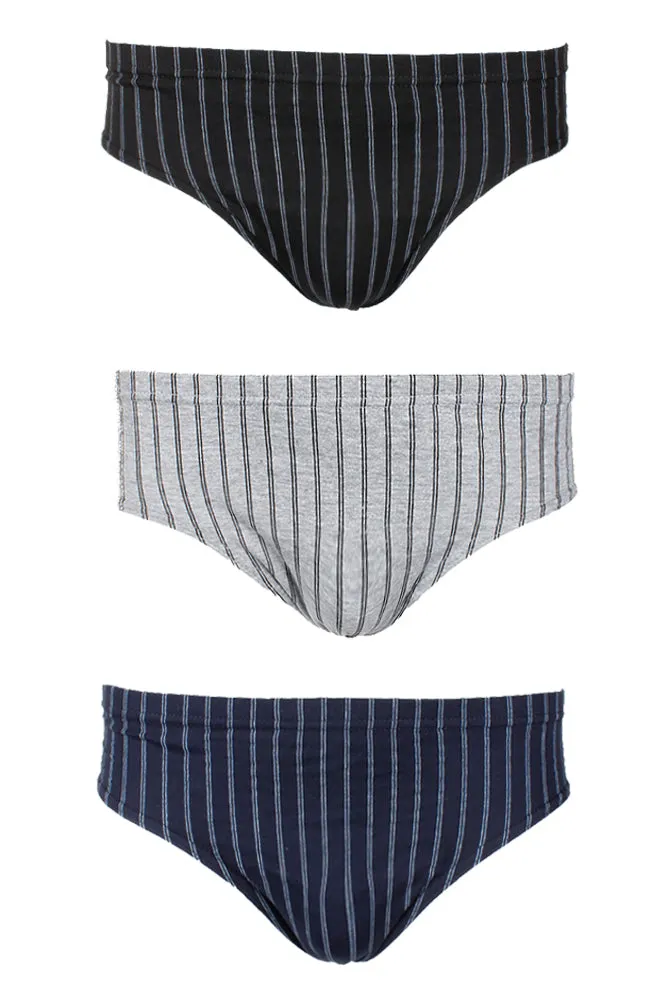 Knocker Men's 3 Pack Cotton Striped Bikini Briefs