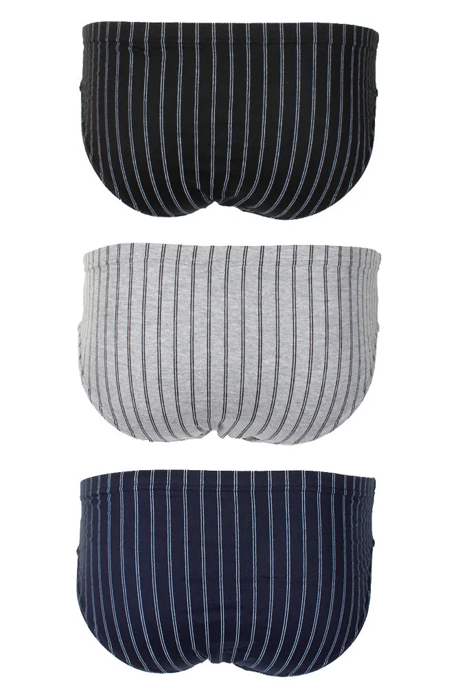Knocker Men's 3 Pack Cotton Striped Bikini Briefs