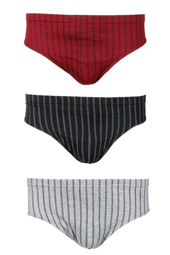 Knocker Men's 3 Pack Cotton Striped Bikini Briefs