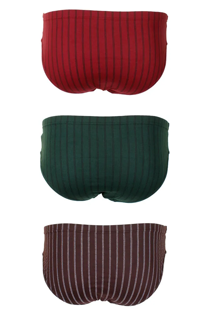 Knocker Men's 3 Pack Cotton Striped Bikini Briefs