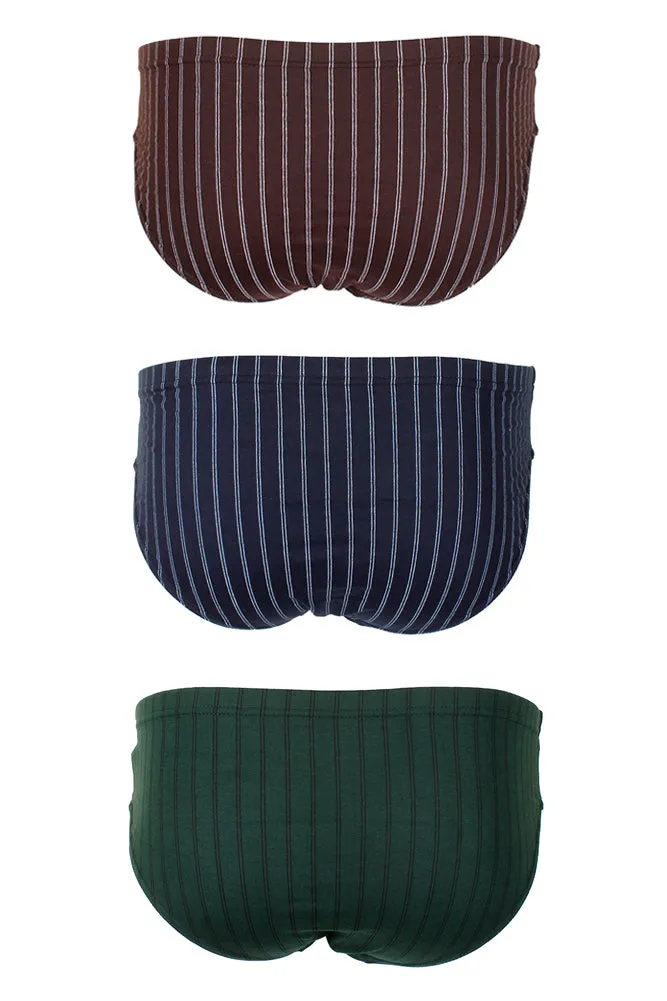 Knocker Men's 3 Pack Cotton Striped Bikini Briefs