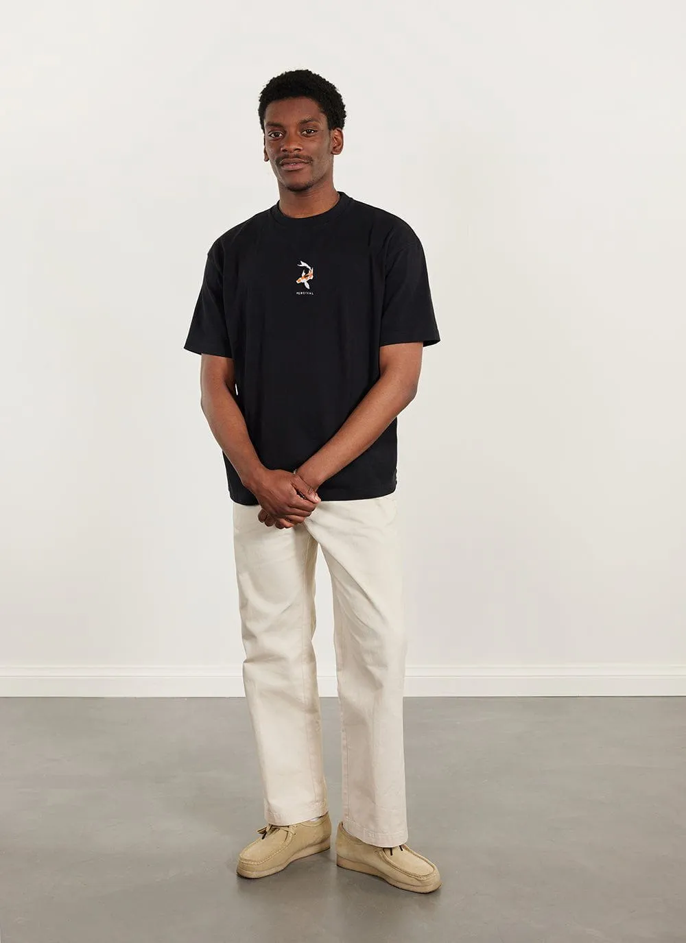 Koi Carp Oversized T Shirt | Embroidered Organic Cotton | Black