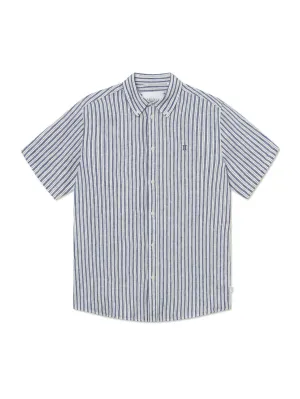 Kris Linen Short Sleeve Shirt - Lt Ivory/Blueprint