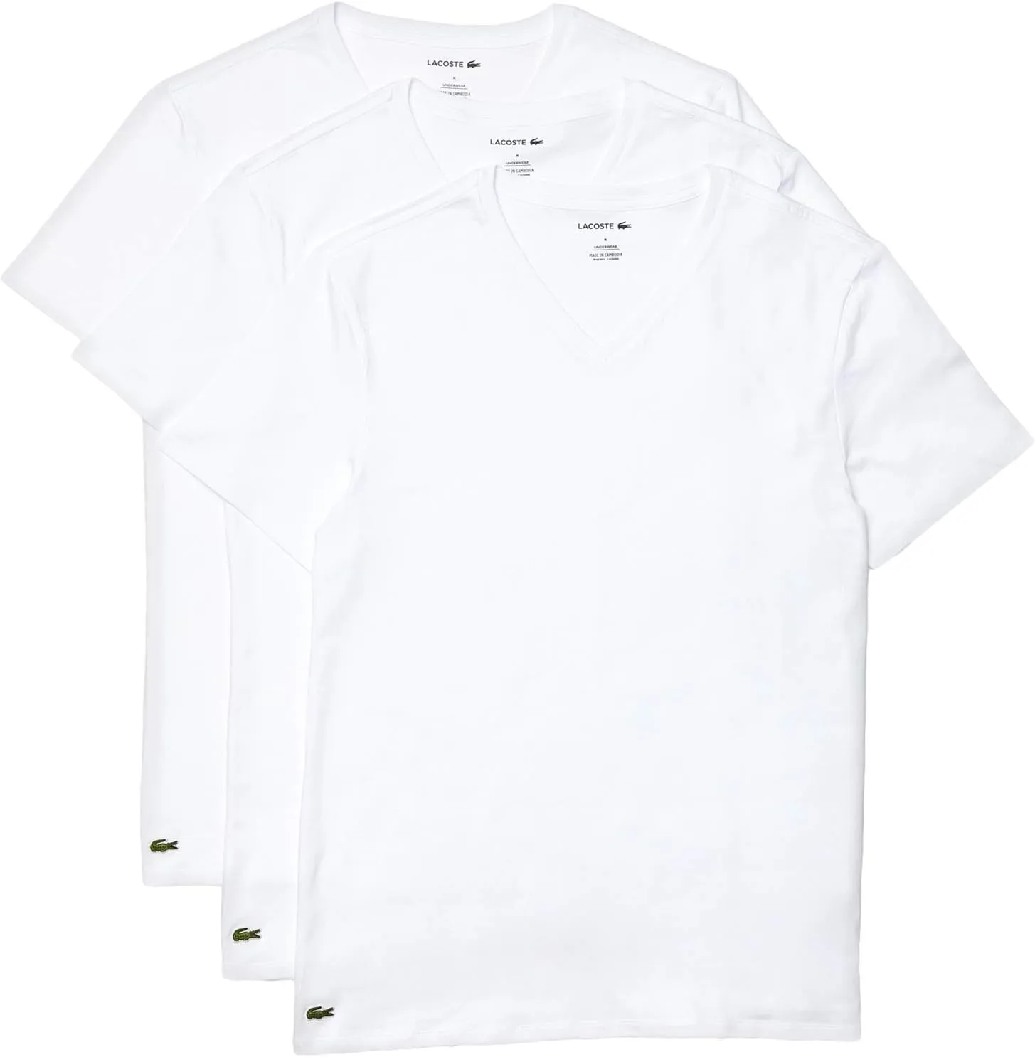 Lacoste Essential V-Neck Regular Fit 3 Pack T-Shirts, White