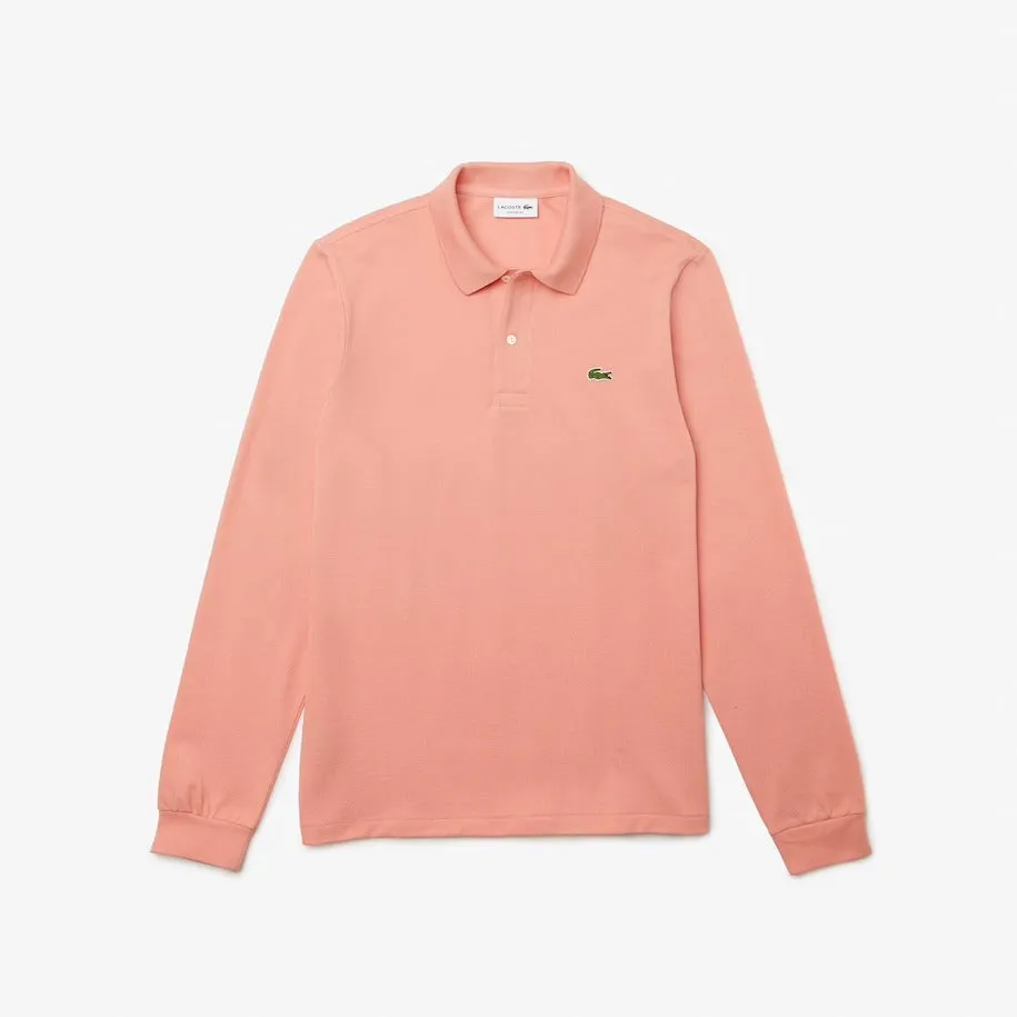 Lacoste Men's Long Sleeve Classic Pique Polo Shirt Pink L1312 5MM