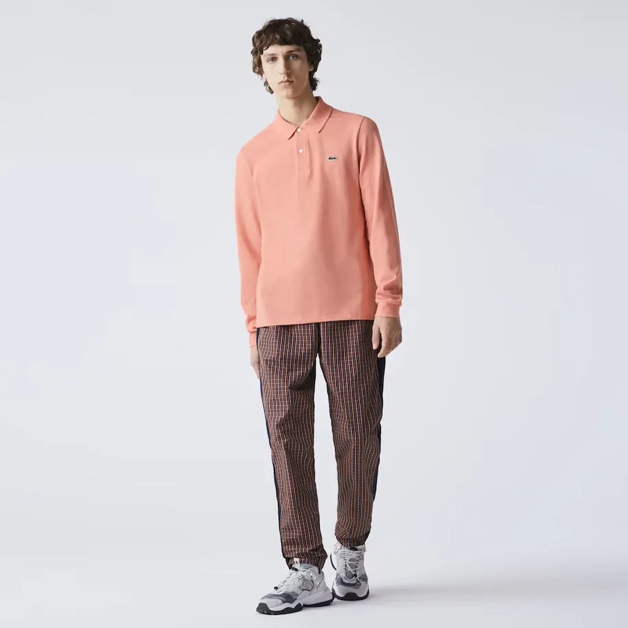 Lacoste Men's Long Sleeve Classic Pique Polo Shirt Pink L1312 5MM
