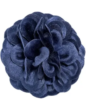 Large Lapel Flower in Navy
