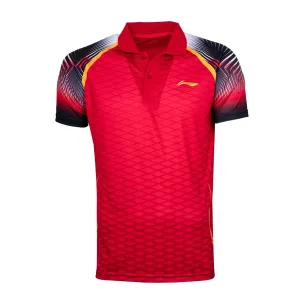 Li-Ning APLR291 Polo Neck Badminton Tshirt, Red