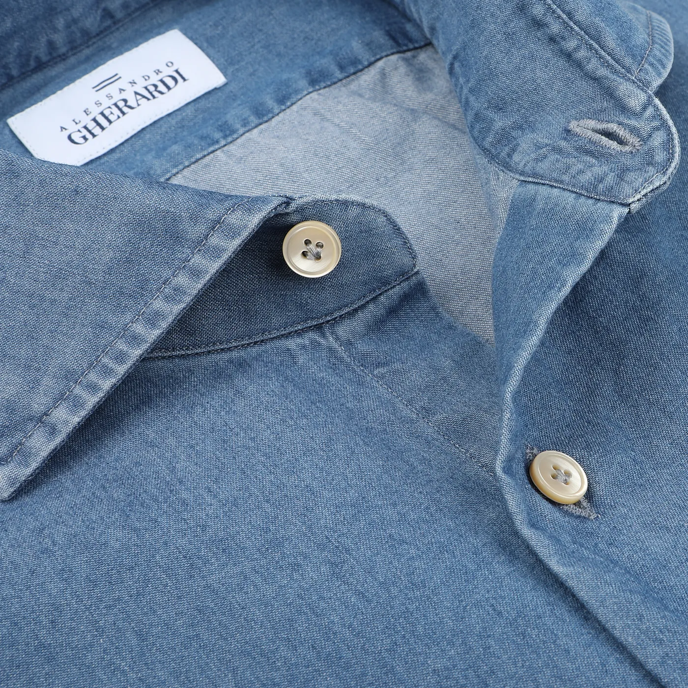 Light Blue Cotton Denim Single Cuff Shirt