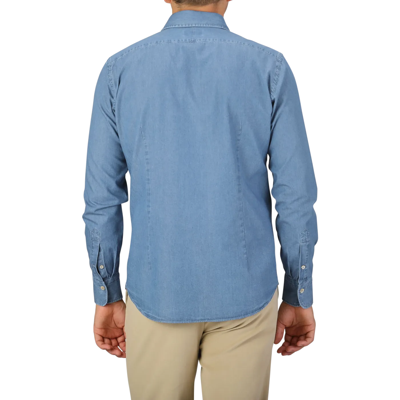 Light Blue Cotton Denim Single Cuff Shirt