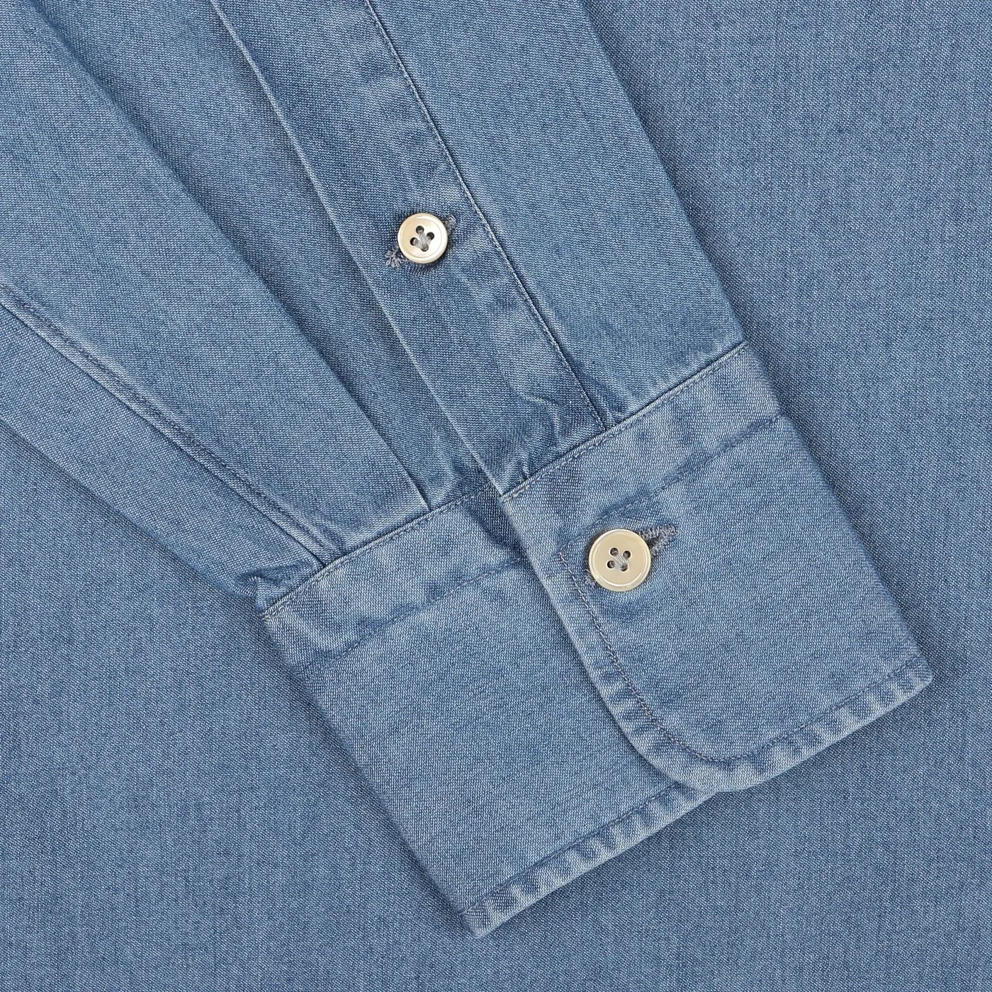 Light Blue Cotton Denim Single Cuff Shirt