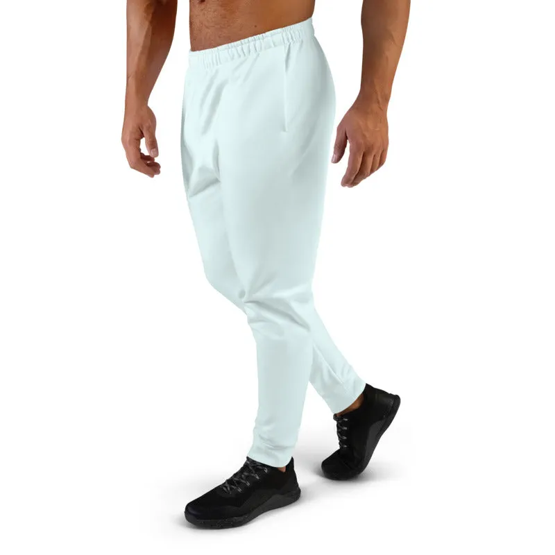 Light Blue Designer Men's Joggers, Best Pale Blue Solid Color Sweatpants-Made in EU/MX