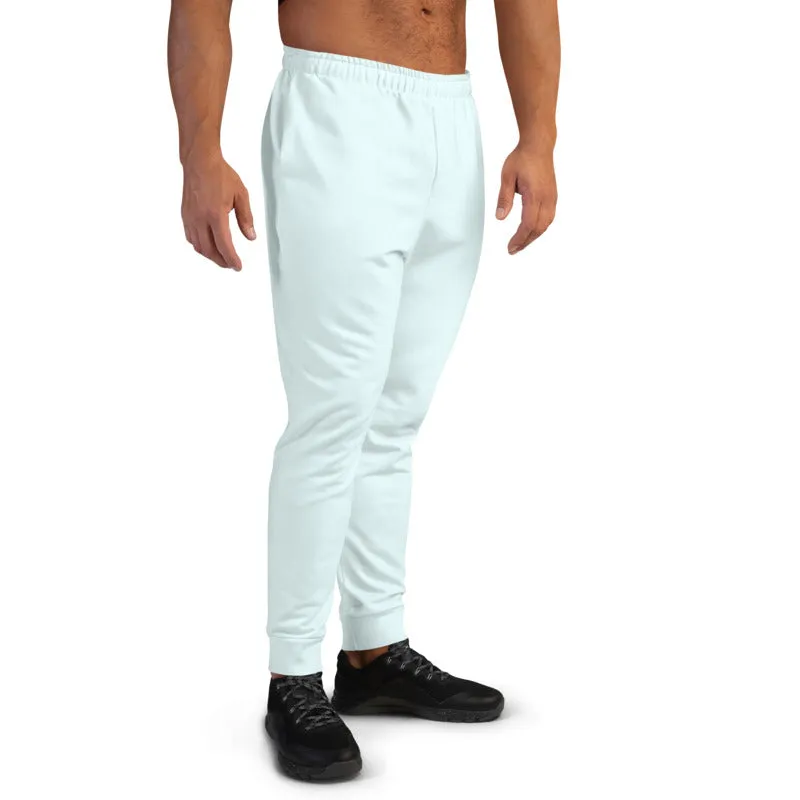 Light Blue Designer Men's Joggers, Best Pale Blue Solid Color Sweatpants-Made in EU/MX