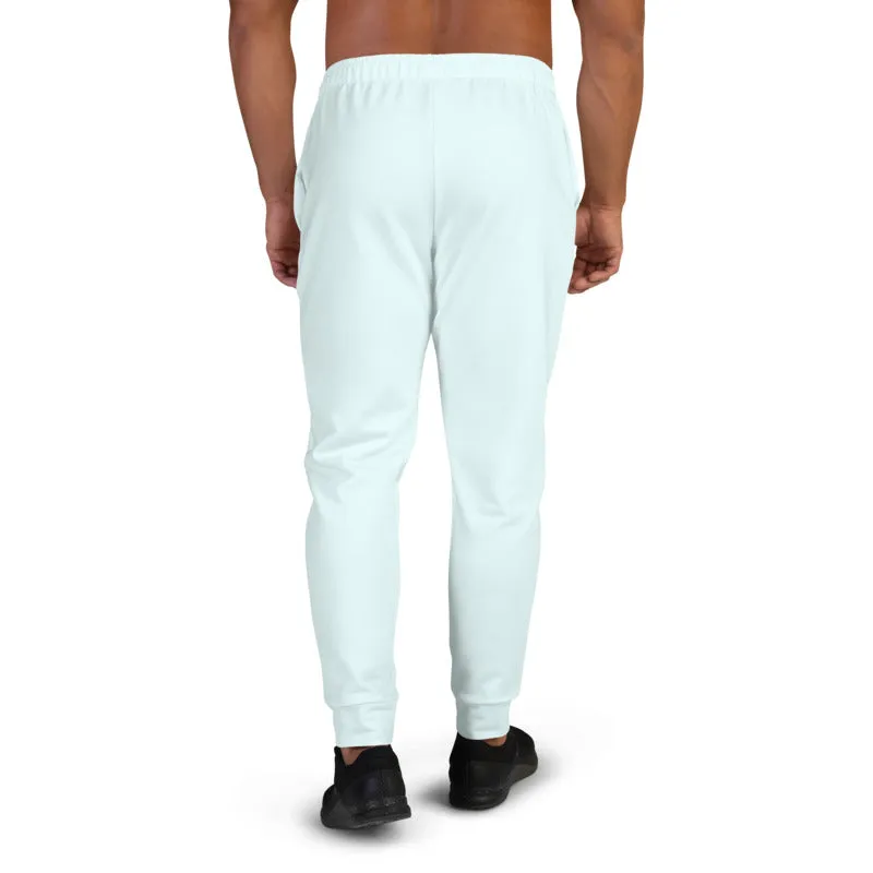 Light Blue Designer Men's Joggers, Best Pale Blue Solid Color Sweatpants-Made in EU/MX