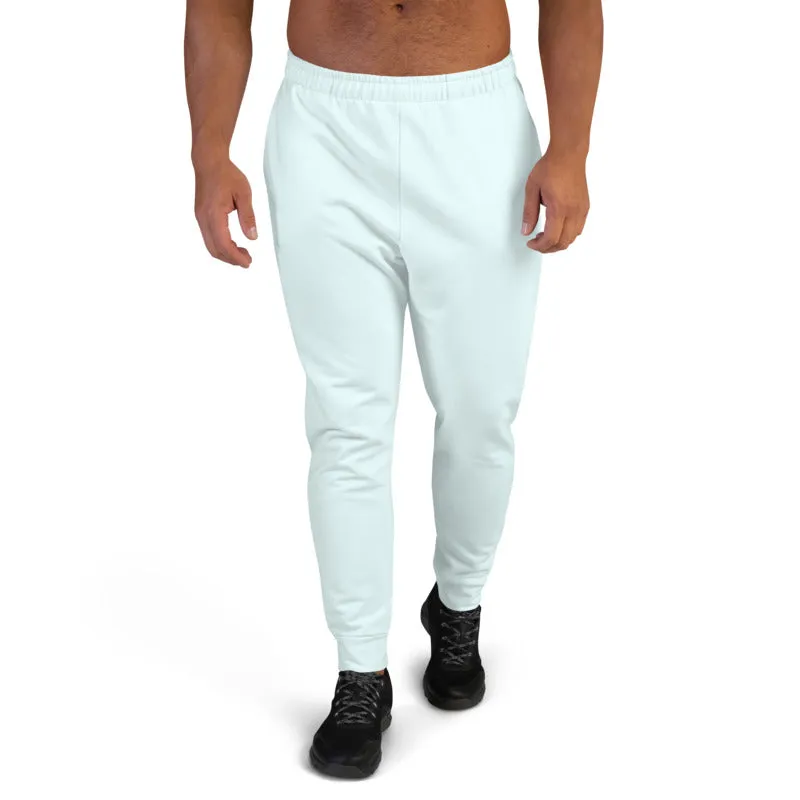 Light Blue Designer Men's Joggers, Best Pale Blue Solid Color Sweatpants-Made in EU/MX