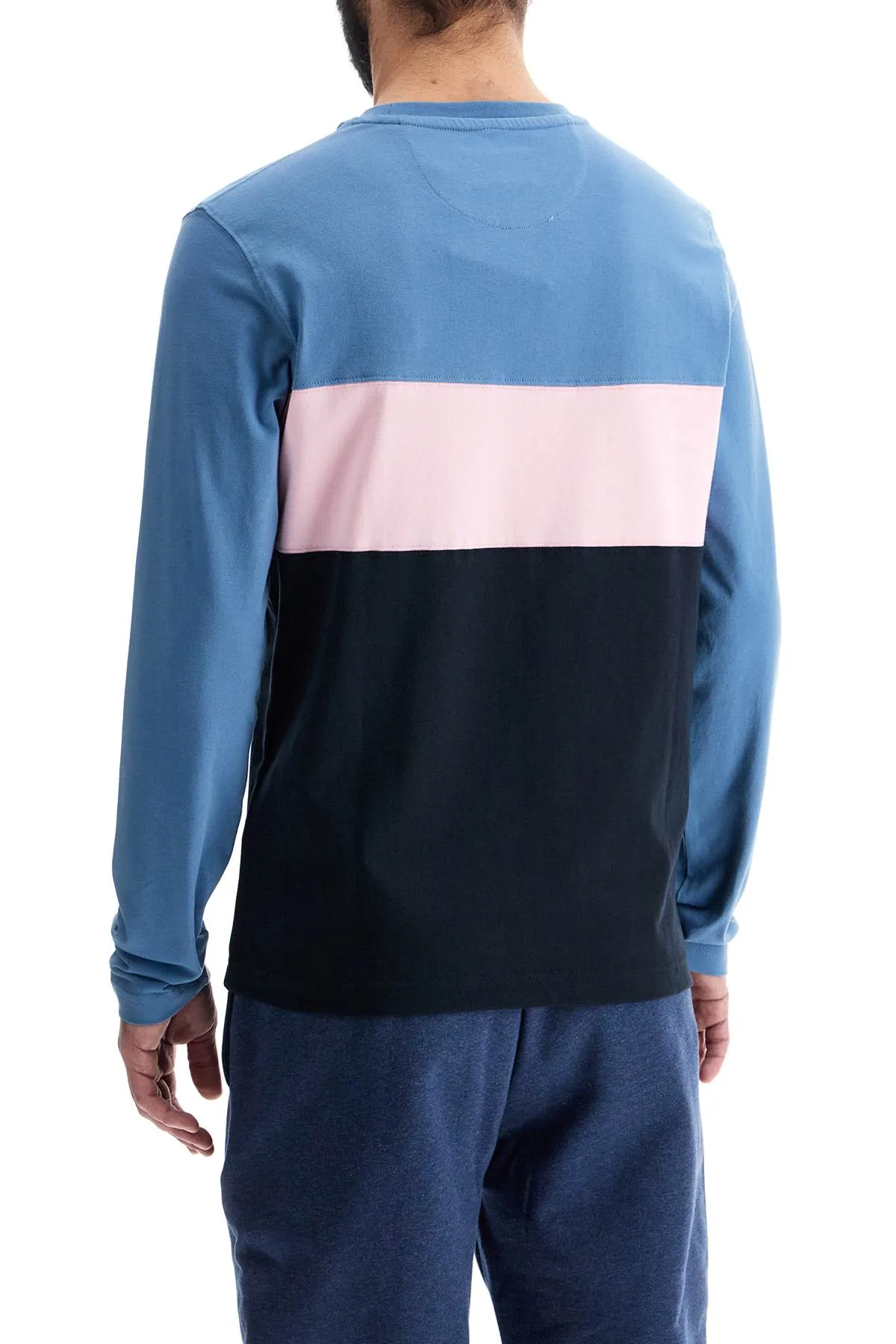 light blue patterned long sleeve crew neck t-shirt cotton H24MAITL0011 CORONET