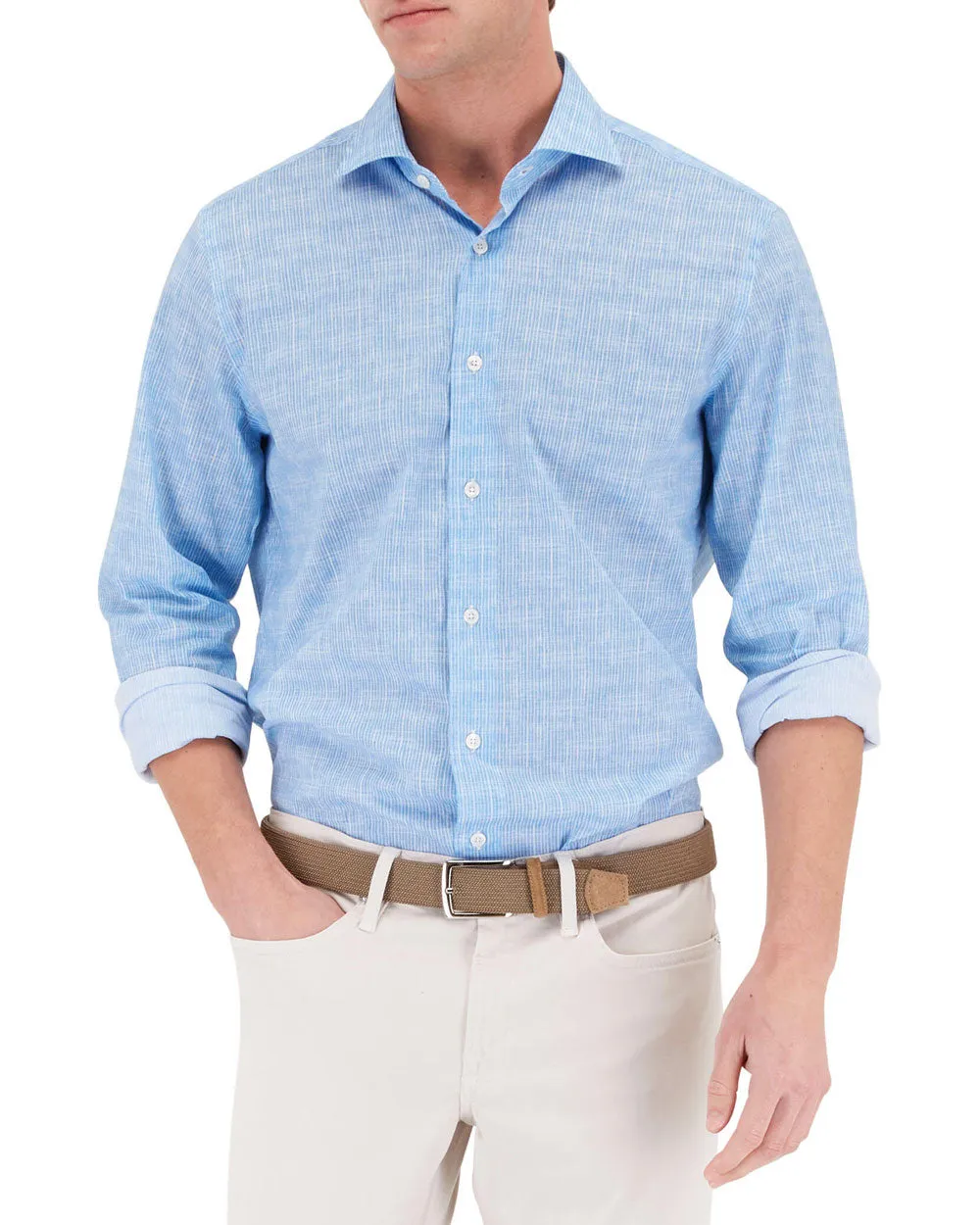 Light Blue Stripe Sean Panamino Dress Shirt