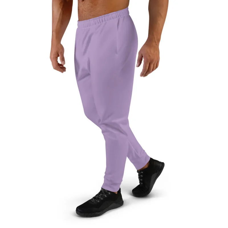 Light Purple Men's Joggers, Designer Solid Pastel Purple Color Sweatpants-Made in EU/MX