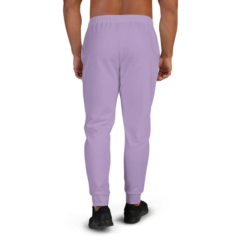 Light Purple Men's Joggers, Designer Solid Pastel Purple Color Sweatpants-Made in EU/MX