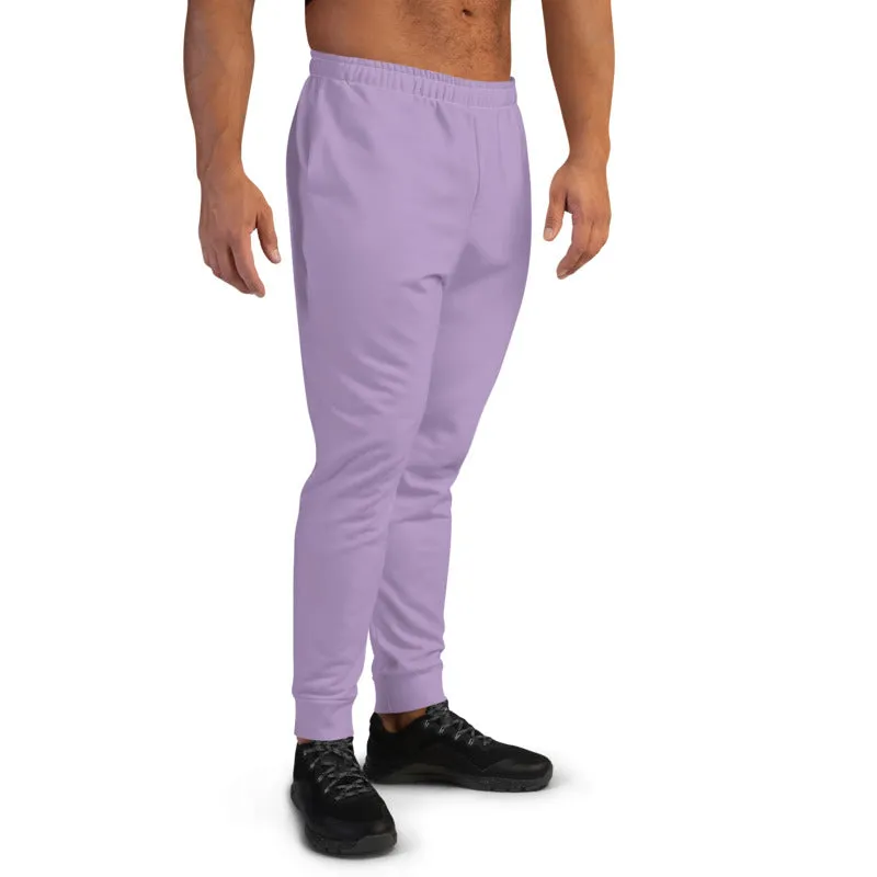Light Purple Men's Joggers, Designer Solid Pastel Purple Color Sweatpants-Made in EU/MX
