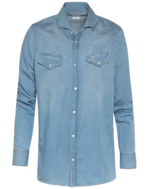 Light Wash Denim Cotton Snap Sportshirt