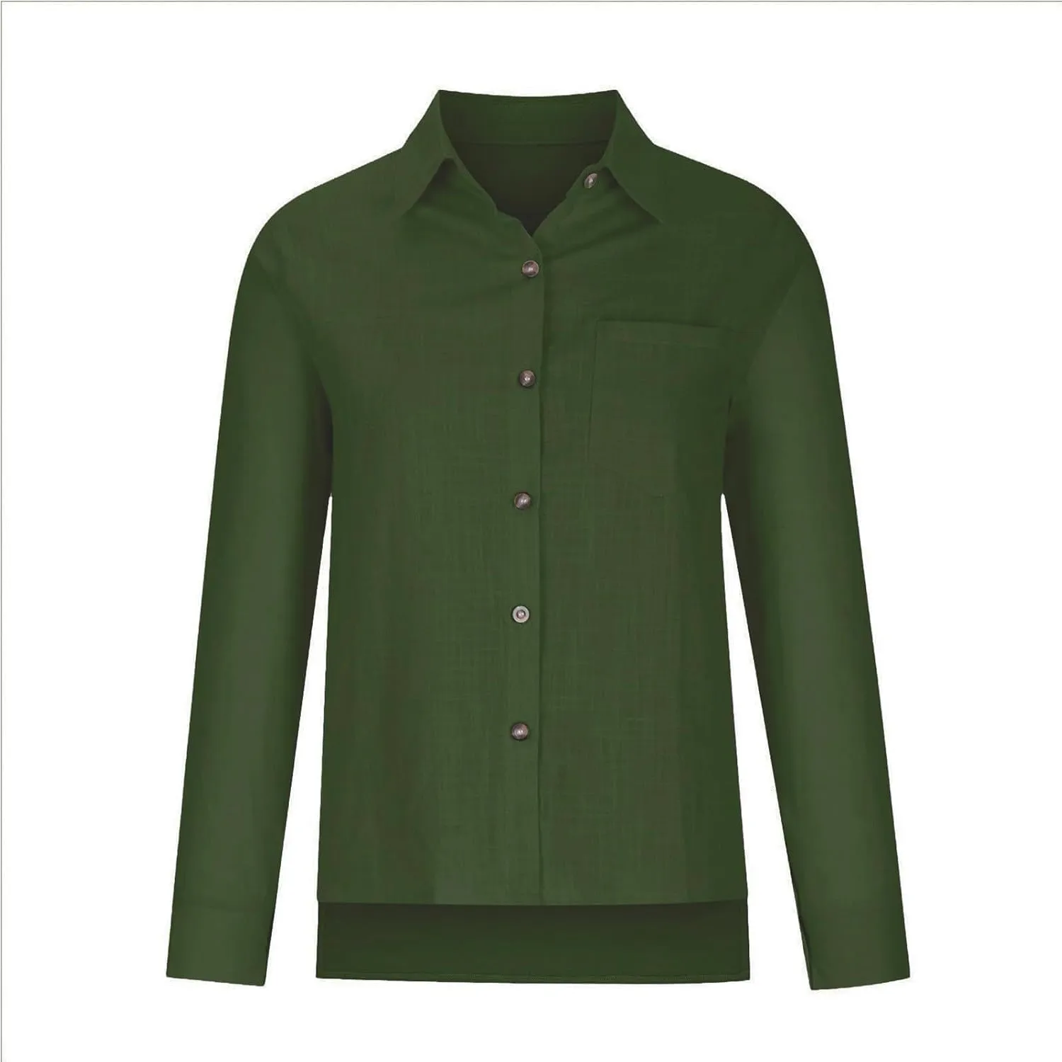 Linen Shirts for Women Trendy Solid Long Sleeve Collared Button Down Shirts Ladies Tops and Blouses Summer Clothes
