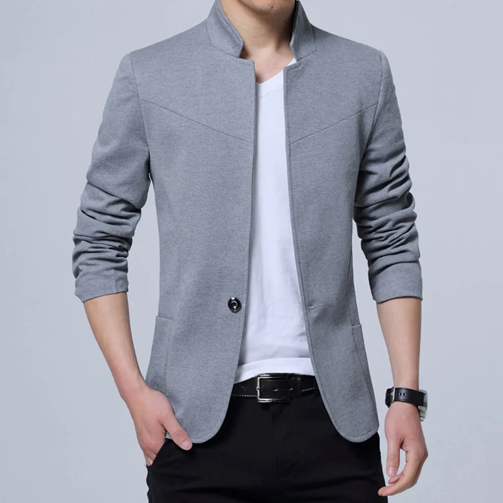 Liseaven Blazer Men Jackets Male Stand Collar Male Blazers Slim Fit Mens Blazer Black Jacket Men Plus Size 5XL