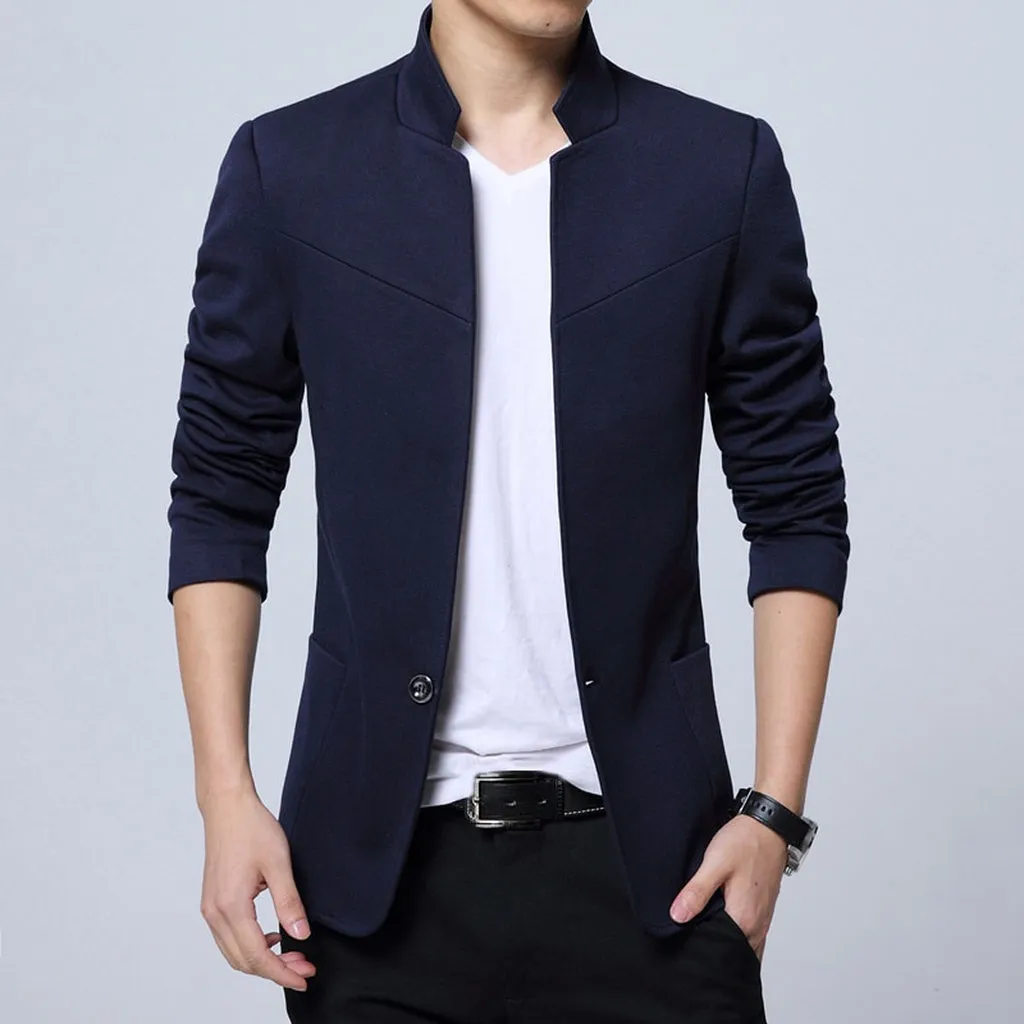 Liseaven Blazer Men Jackets Male Stand Collar Male Blazers Slim Fit Mens Blazer Black Jacket Men Plus Size 5XL