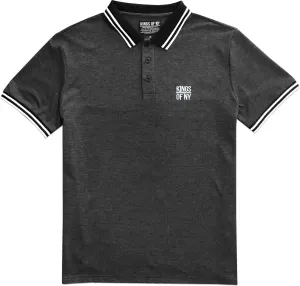 Logo Dark Grey Mens Cotton Tipped Pique Short Sleeve Polo Shirt