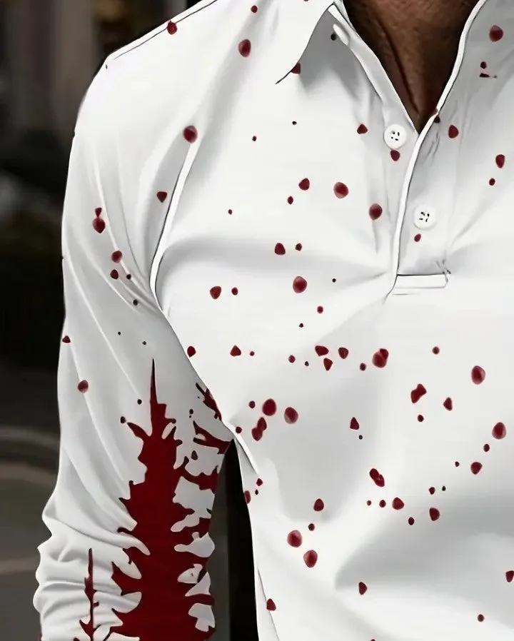 Long Sleeve Polo Shirts Men 1/4 Button Christmas Snowflake Plaid Graphic Henley Shirt Xmas Slim Fit Novelty Golf T-Shirts