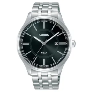 Lorus Men's Analog Watch with Date, Stainless Steel Bracelet & Black Dial RH947PX9