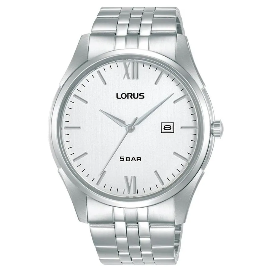 Lorus Men's Analog Watch with Date, Stainless Steel Bracelet & White Dial RH987PX9