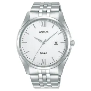 Lorus Men's Analog Watch with Date, Stainless Steel Bracelet & White Dial RH987PX9