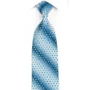 Louis Quatorze Mens Rhinestone Necktie Blue Trellis On Graduating Silver