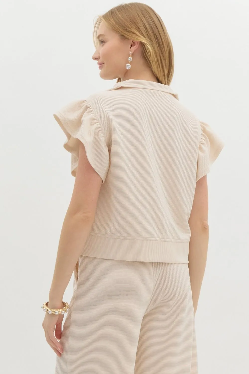 lush haven textured top - ecru