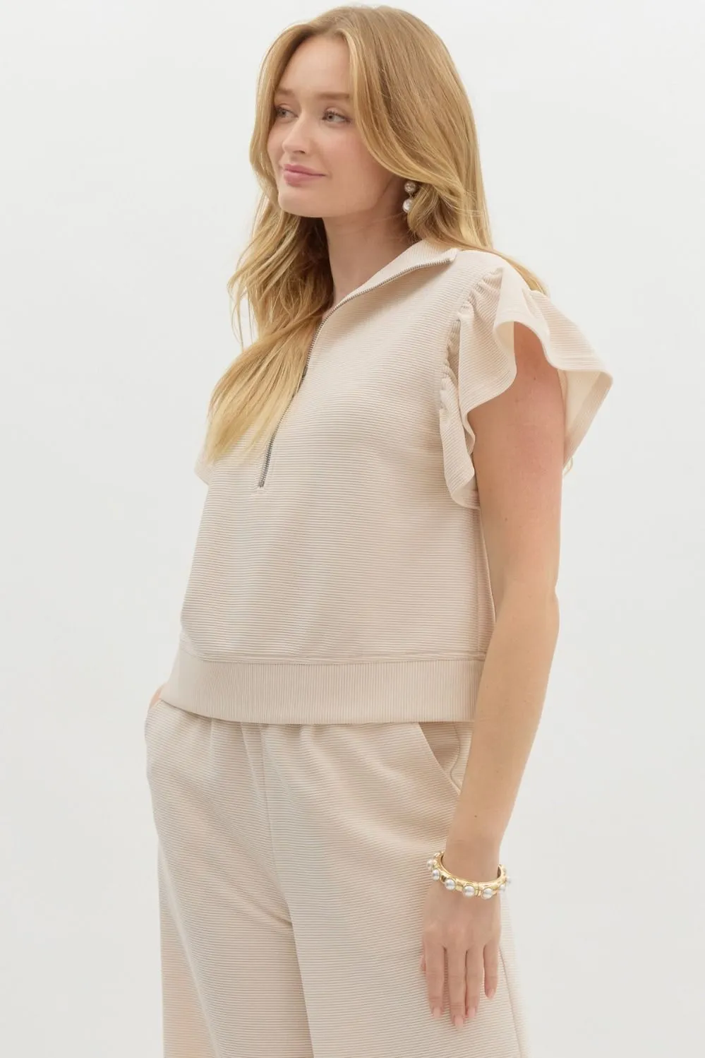 lush haven textured top - ecru