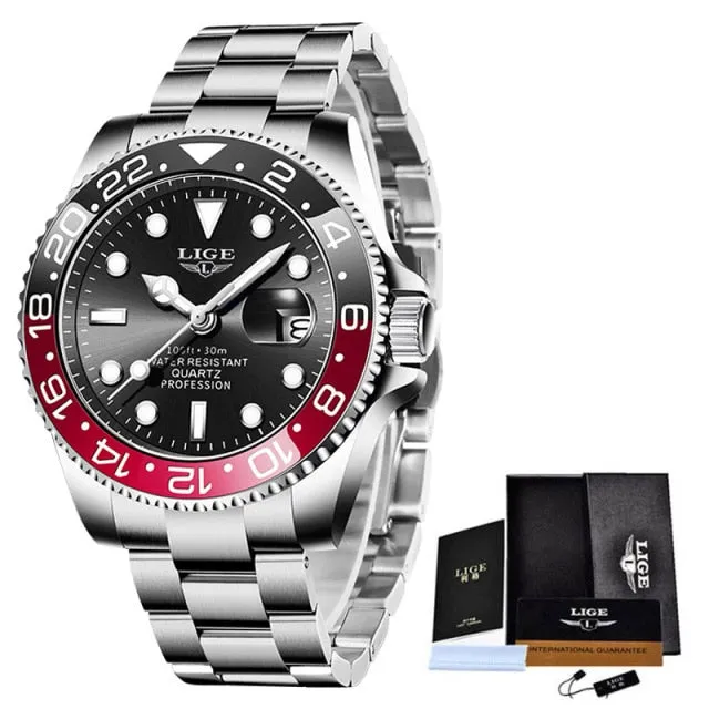 Luxury Stainless Steel Watch for Men Waterproof Calendar Clock Male Wristwatch